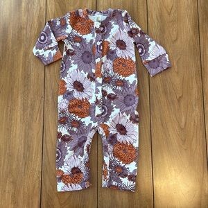 Kate Quinn Sunflower Button Front One-piece Romper Snap Crotch 12-18 NWOT